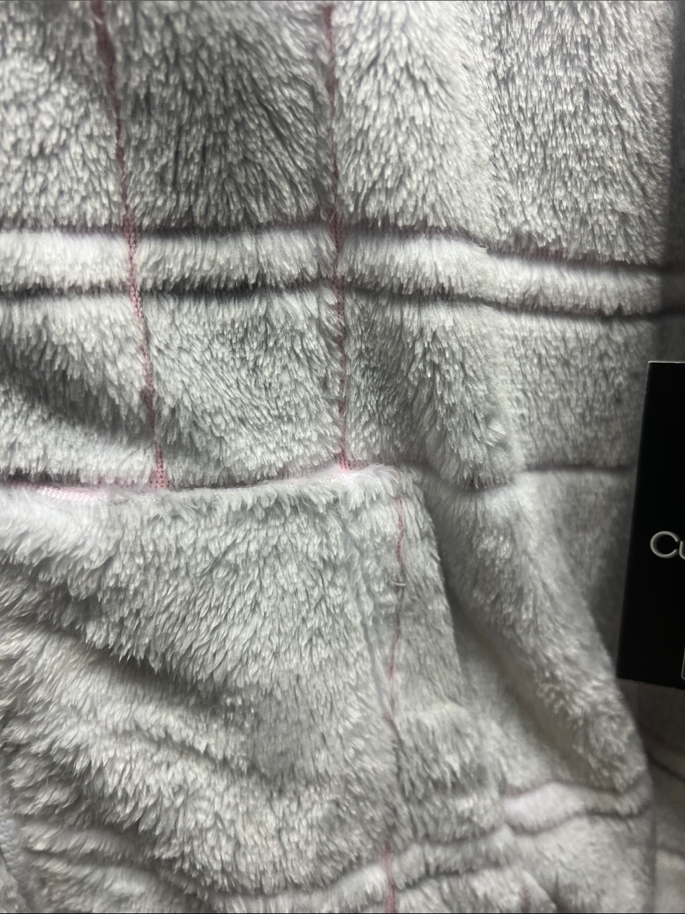 Cuddl Duds White Plush Hooded Zip-Up with Pink Accents - Picture 4 of 4